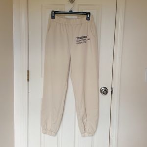 "Feelings" Beige/Tan Women's Sweatpants, size L